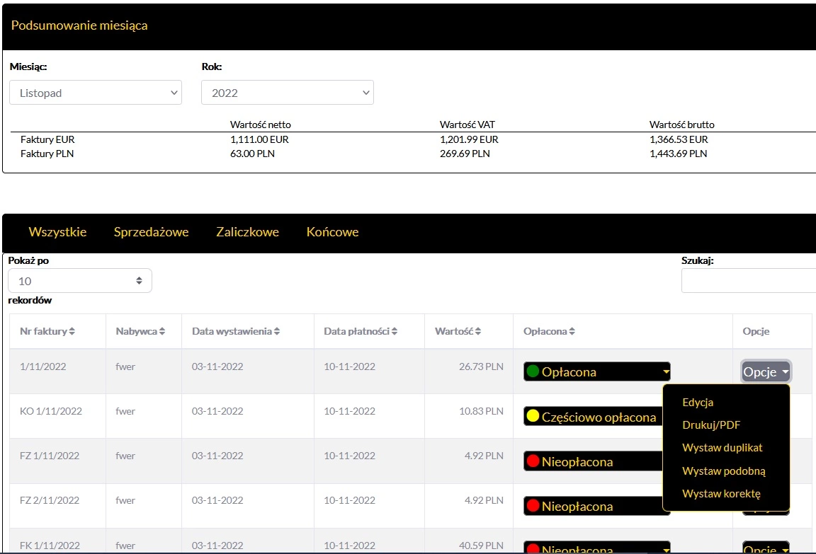 Dedykowany system fakturowania online
