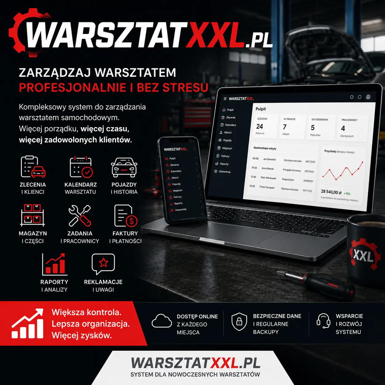 WarsztatXXL - autorski system do obsługi warsztatu samochodowego